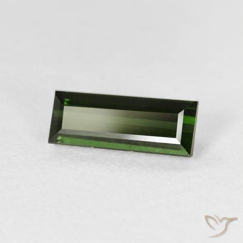 1.12캐럿 천연 짙은 녹색 전기석, 바게트, VVS-VS