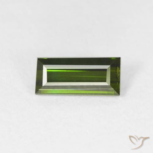 0.88ct 자연스러운 포레스트 그린 전기석, 바게트, VS