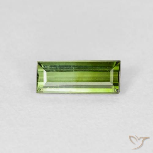 0.65ct 자연스러운 따뜻한 녹색 전기석, 바게트, VVS-VS