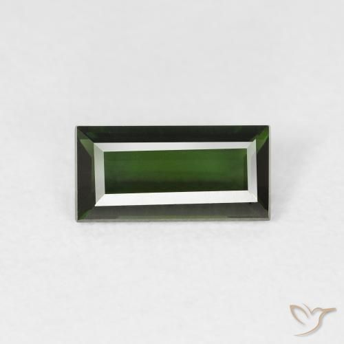 1.06ct 자연스러운 짙은 녹색 전기석, 바게트, VVS