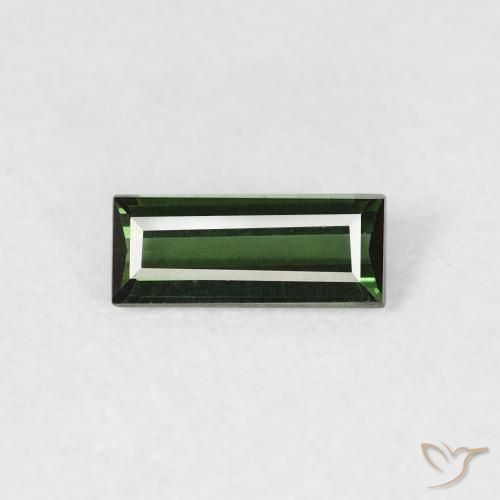 0.35ct 자연스러운 짙은 녹색 전기석, 바게트, VVS