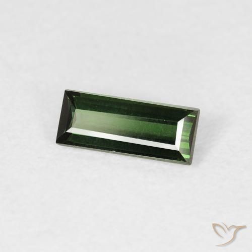 0.35캐럿 천연 짙은 녹색 전기석, 바게트, VVS