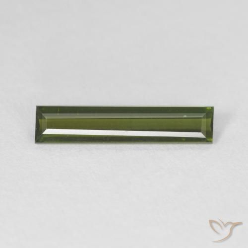 0.95ct 자연스러운 흙빛 녹색 전기석, 바게트, VVS