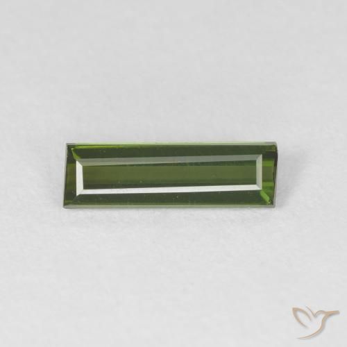 0.75ct 자연스러운 짙은 녹색 전기석, 바게트, VVS