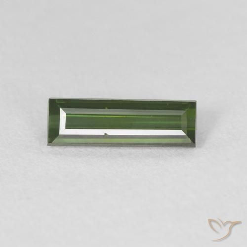 0.72ct 자연스러운 짙은 녹색 전기석, 바게트, VVS