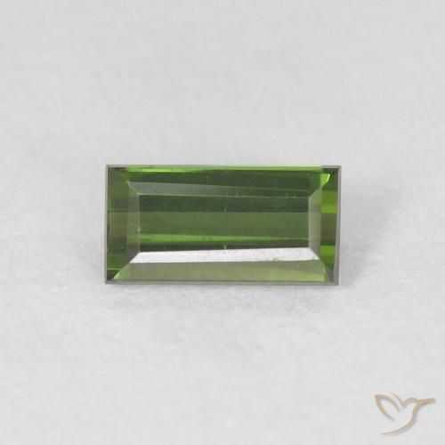 0.47ct 자연스러운 짙은 녹색 전기석, 바게트, VVS