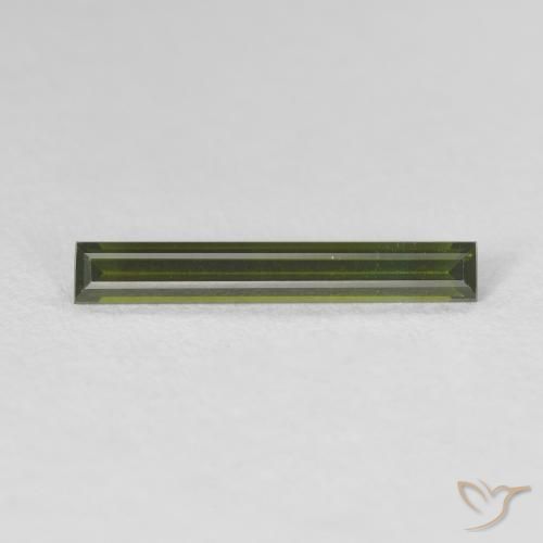 0.62ct 자연스러운 흙빛 녹색 전기석, 바게트, VVS