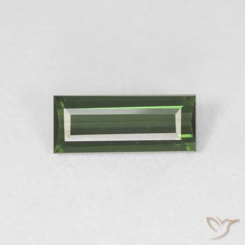 0.76ct 자연스러운 미디엄 그린 전기석, 바게트, VVS