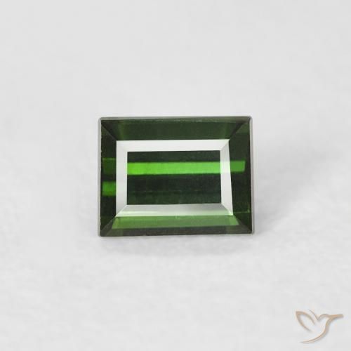 0.35ct 자연스러운 짙은 녹색 전기석, 바게트, VVS
