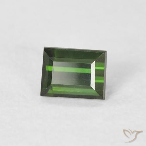 0.35캐럿 천연 짙은 녹색 전기석, 바게트, VVS