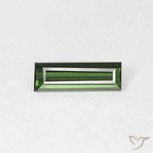 0.61ct 자연스러운 짙은 녹색 전기석, 바게트, VVS