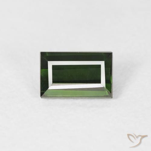 0.72ct 자연스러운 짙은 녹색 전기석, 바게트, VVS