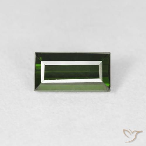 1.07ct 자연스러운 짙은 흙빛 녹색 전기석, 바게트, VS