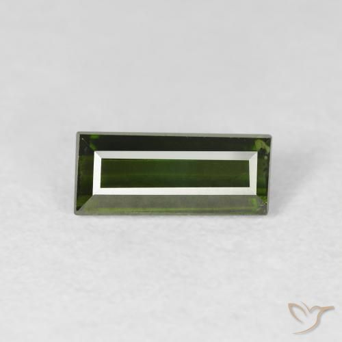 1.01ct 자연스러운 짙은 녹색 전기석, 바게트, VS