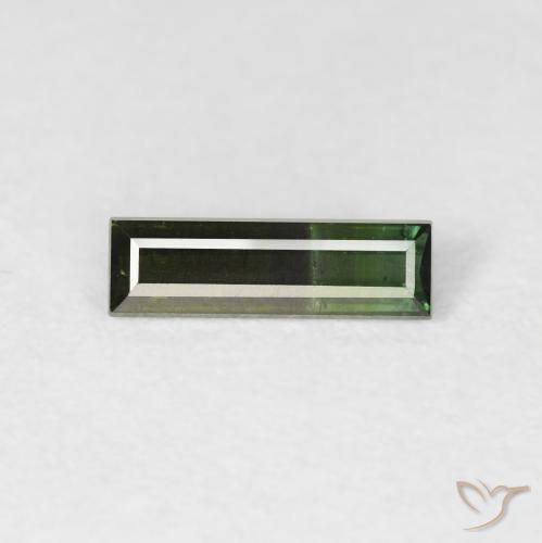 0.54ct 자연스러운 매우 진한 녹색 전기석, 바게트, VS