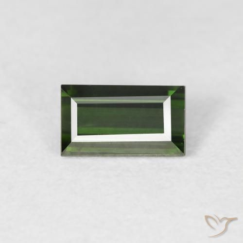 0.74ct 자연스러운 매우 진한 녹색 전기석, 바게트, VS