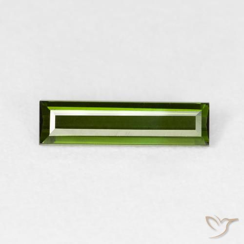 0.76ct 자연스러운 짙은 녹색 전기석, 바게트, VVS-VS