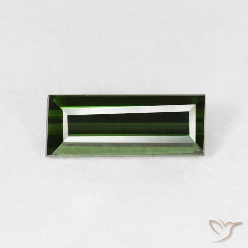 1.09ct 자연스러운 포레스트 그린 전기석, 바게트, VVS