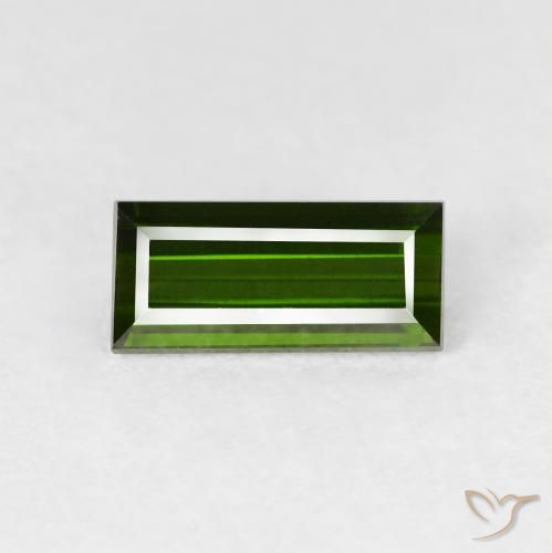 1.10ct 자연스러운 짙은 녹색 전기석, 바게트, VVS