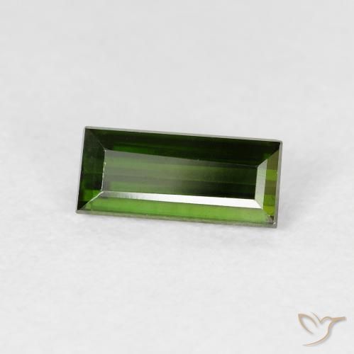 0.98캐럿 천연 흙빛 녹색 전기석, 바게트, VVS
