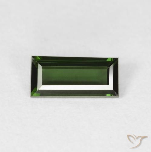 0.71ct 자연스러운 짙은 녹색 전기석, 바게트, VVS