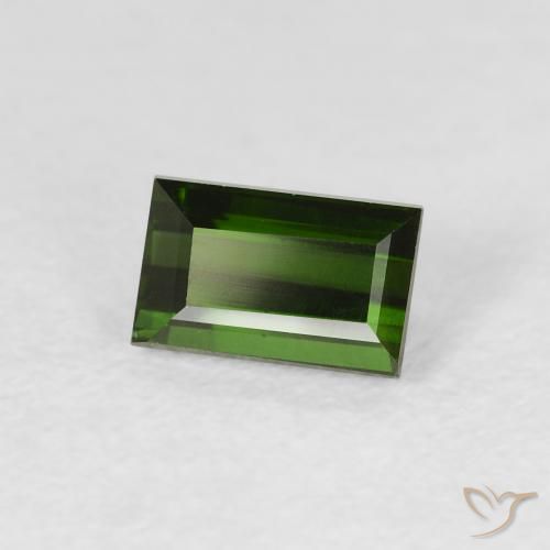 0.90캐럿 천연 딥그린 전기석, 바게트, VVS