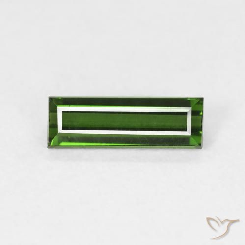 0.76ct 자연스러운 포레스트 그린 전기석, 바게트, VVS