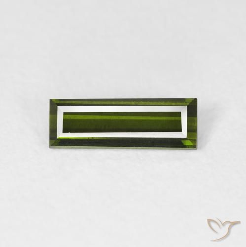0.63ct 자연스러운 흙빛 녹색 전기석, 바게트, VVS