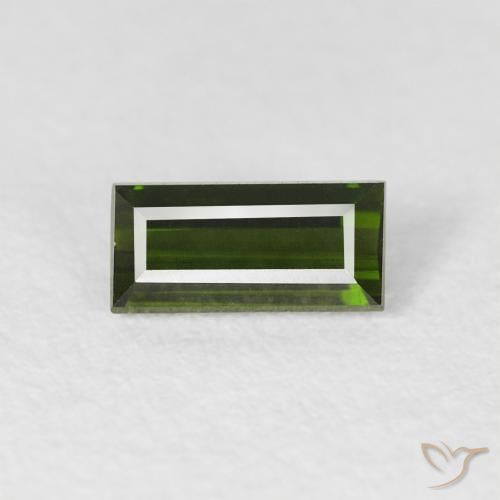 0.51ct 자연스러운 흙빛 녹색 전기석, 바게트, VVS