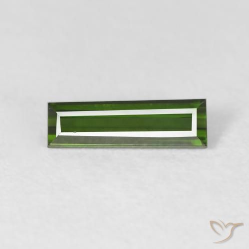 0.69ct 자연스러운 짙은 녹색 전기석, 바게트, VVS