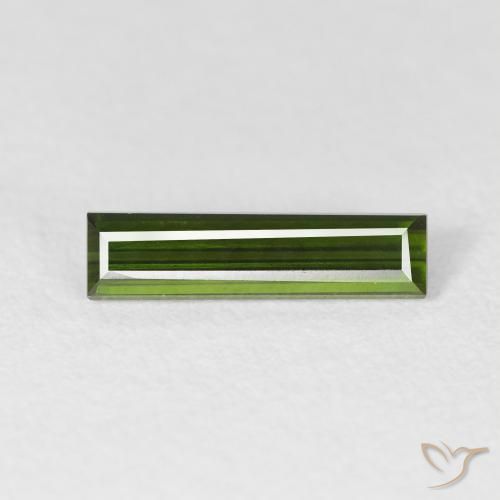 0.76ct 자연스러운 짙은 녹색 전기석, 바게트, VVS