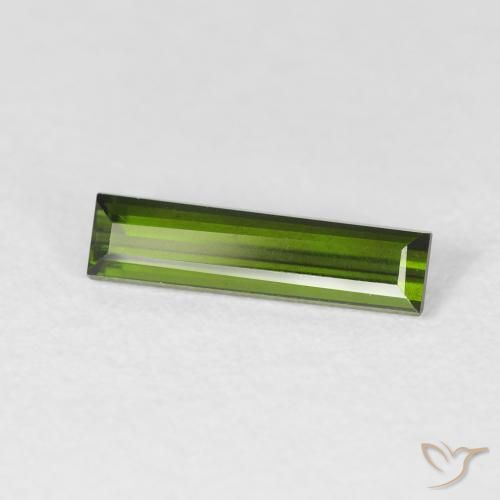 0.76캐럿 천연 짙은 녹색 전기석, 바게트, VVS