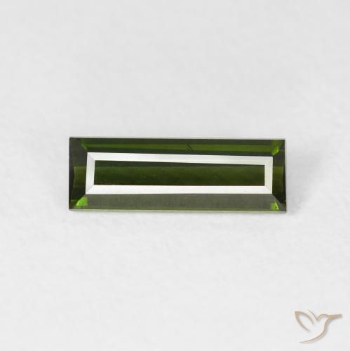 0.69ct 자연스러운 짙은 녹색 전기석, 바게트, VVS