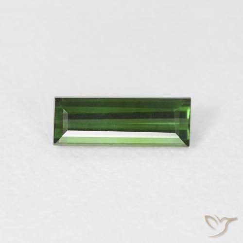 0.44ct 자연스러운 짙은 녹색 전기석, 바게트, VVS