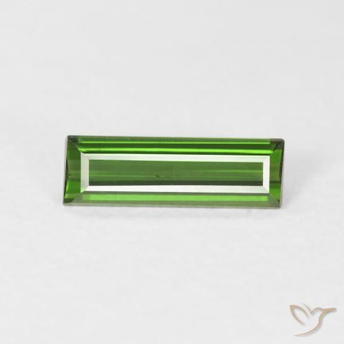0.88ct 자연스러운 짙은 녹색 전기석, 바게트, VS