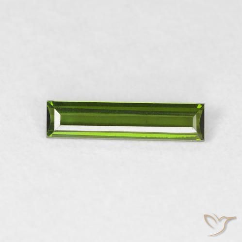 0.38ct 자연스러운 흙빛 녹색 전기석, 바게트, VVS