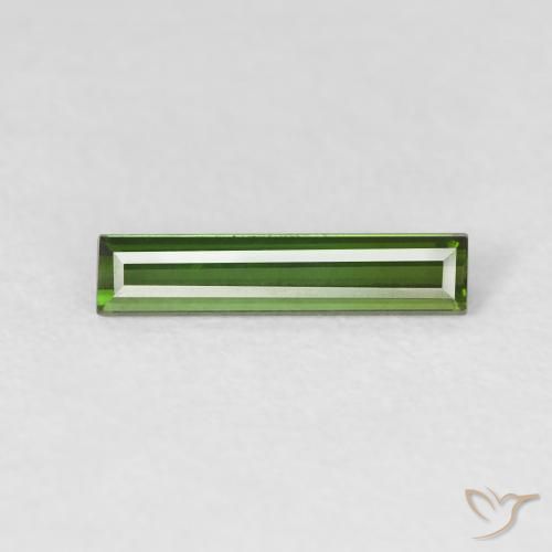 0.67ct 자연스러운 짙은 녹색 전기석, 바게트, VVS