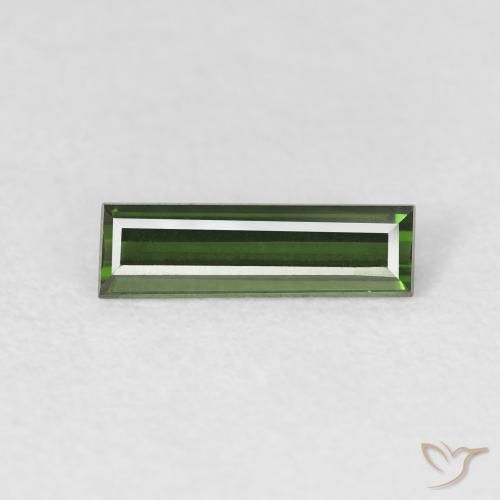 0.68ct 자연스러운 짙은 녹색 전기석, 바게트, VVS