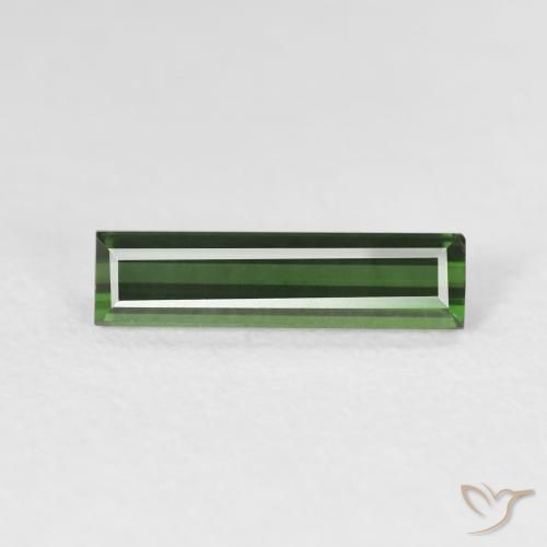 1.02ct 자연스러운 포레스트 그린 전기석, 바게트, VVS