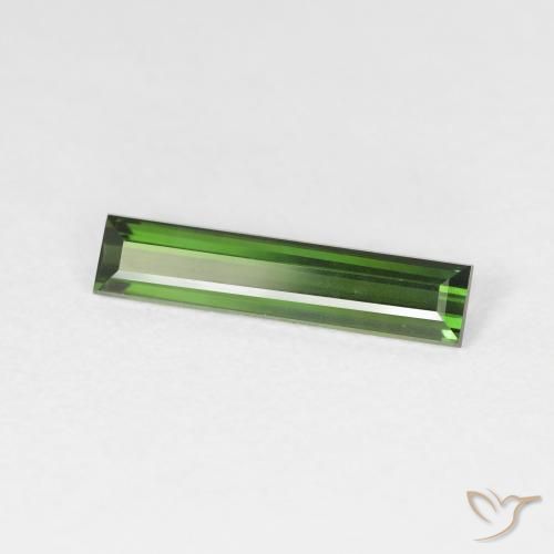 1.17캐럿 천연 Medium Dark-Green 전기석, 바게트, VS