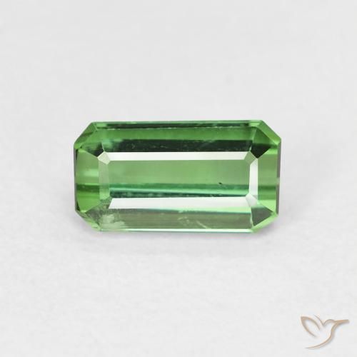 0.85ct 자연스러운 미디엄 그린 전기석, 에메랄드 컷, VS