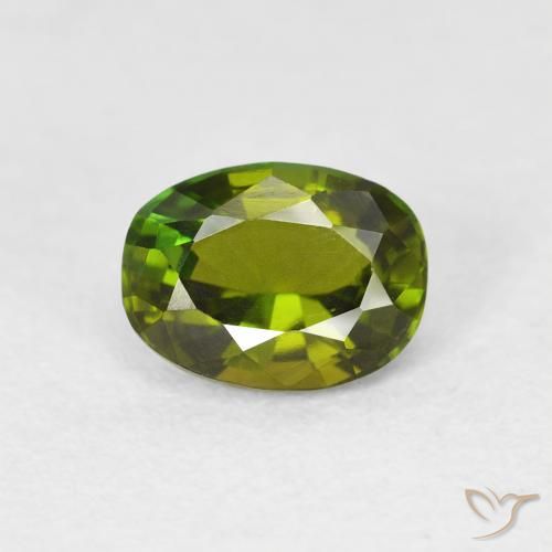 1.08ct 자연스러운 미디엄 그린 전기석, 타원형, VVS-VS