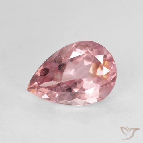 1.38ct 자연스러운 라이트 핫 핑크 전기석, 배 모양, VVS-VS