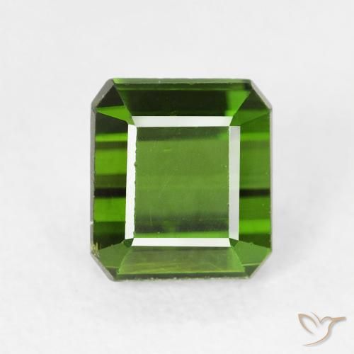 1.28ct 자연스러운 짙은 녹색 전기석, 에메랄드 컷, VS