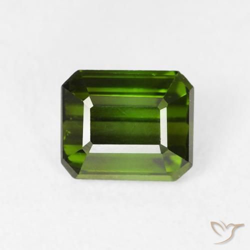 0.80ct 자연스러운 흙빛 녹색 전기석, 에메랄드 컷, VS