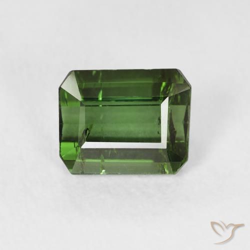 1.08ct 자연스러운 Medium Dark-Green 전기석, 에메랄드 컷, VS-SI