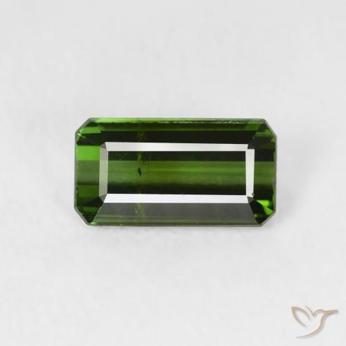 0.98ct 자연스러운 짙은 녹색 전기석, 에메랄드 컷, VS-SI