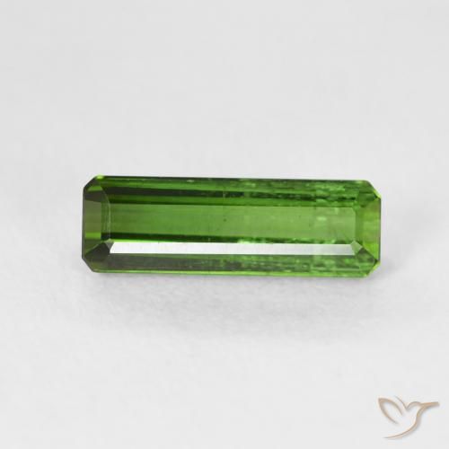 1.22ct 자연스러운 미디엄 그린 전기석, 에메랄드 컷, VS