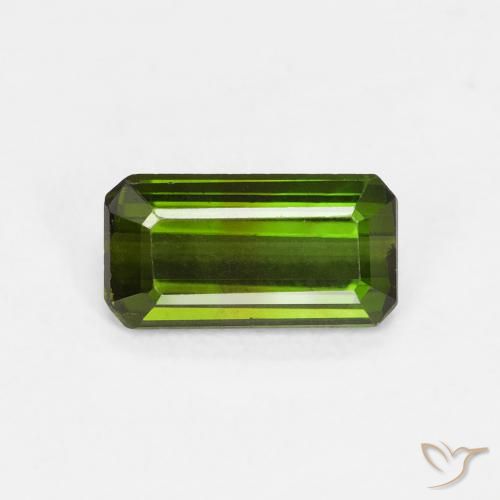 0.88ct 자연스러운 흙빛 녹색 전기석, 에메랄드 컷, VVS-VS