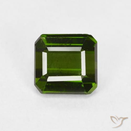 0.98ct 자연스러운 짙은 녹색 전기석, 에메랄드 컷, VS